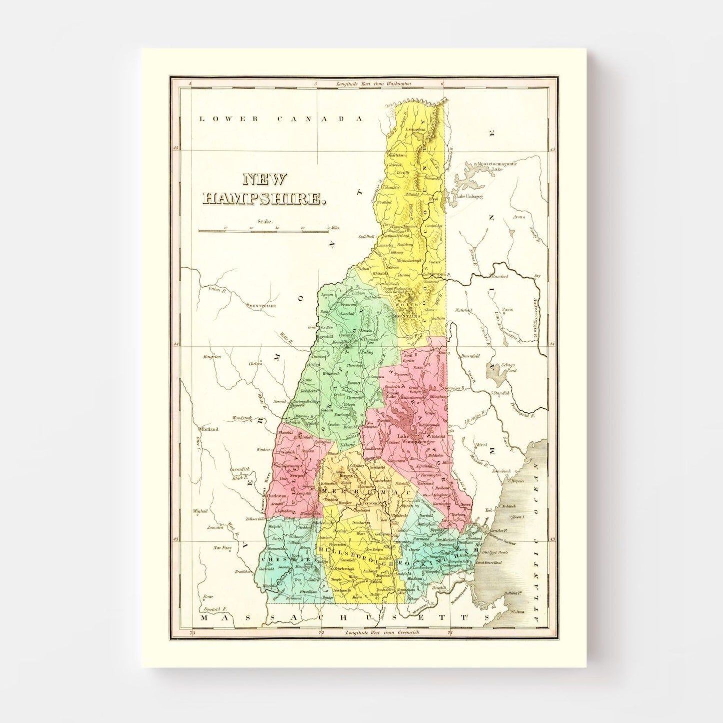 Vintage Map of New Hampshire, 1831