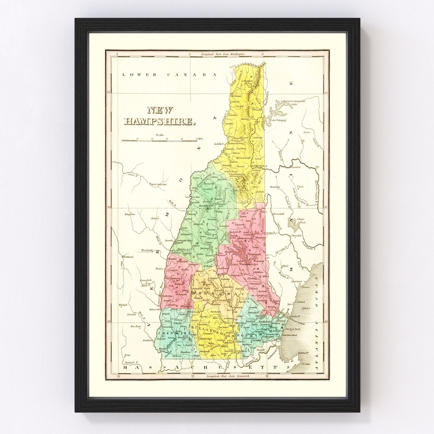 Vintage map of New Hampshire, 1831