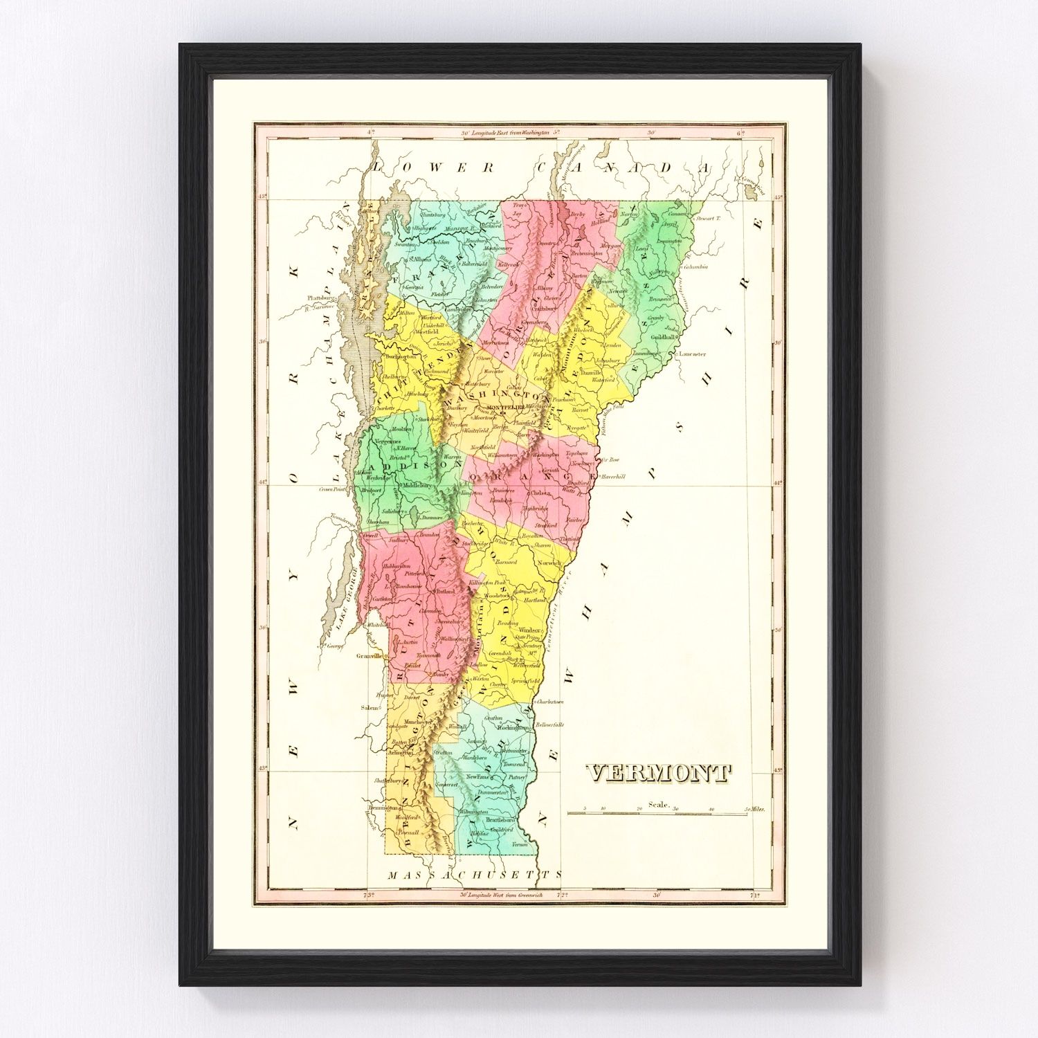 Vintage map of Vermont, 1831