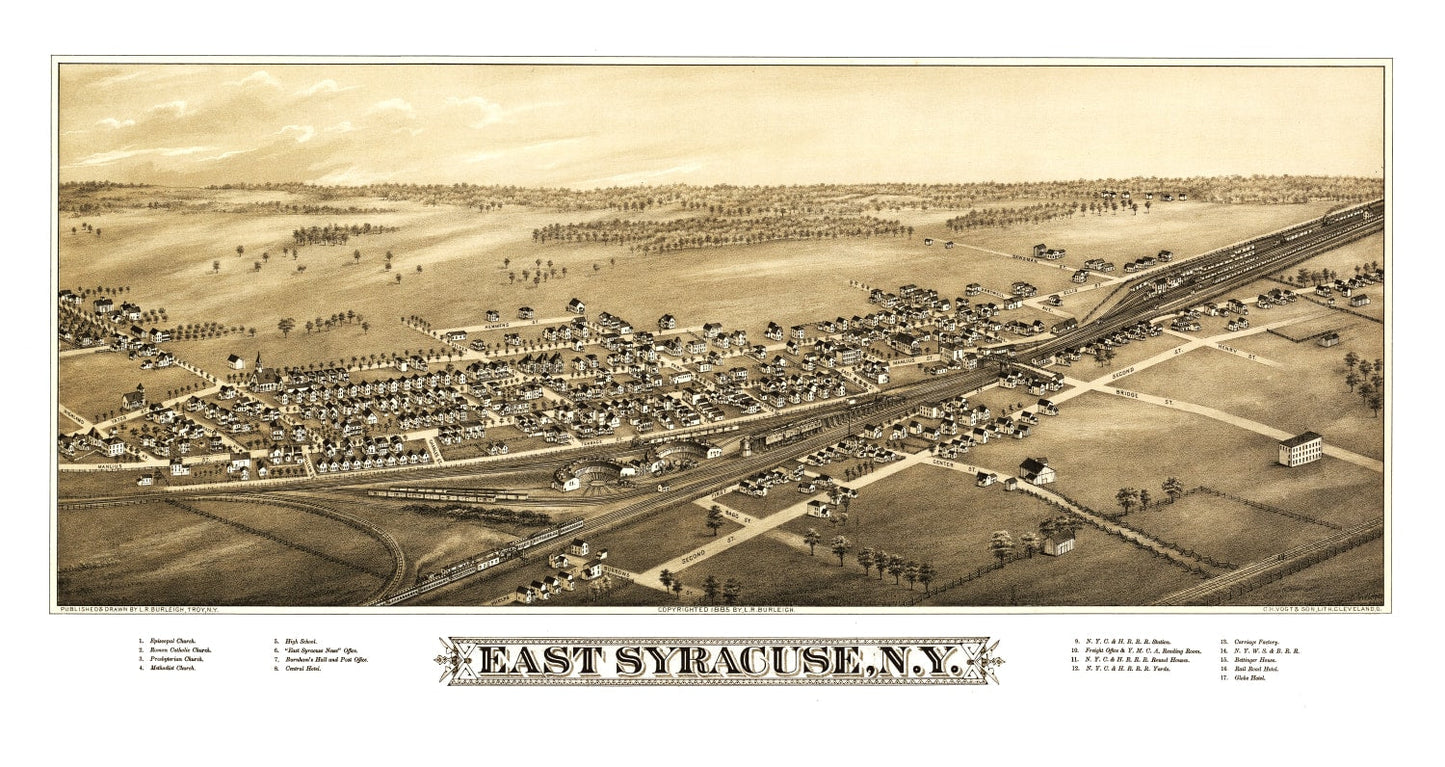 Vintage Map of East Syracuse, New York, 1885