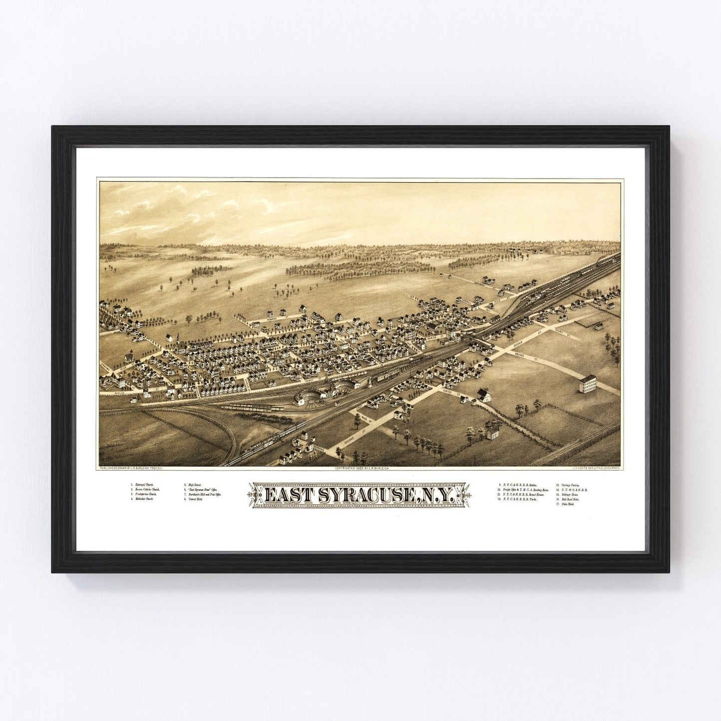 Vintage map of East Syracuse, New York, 1885