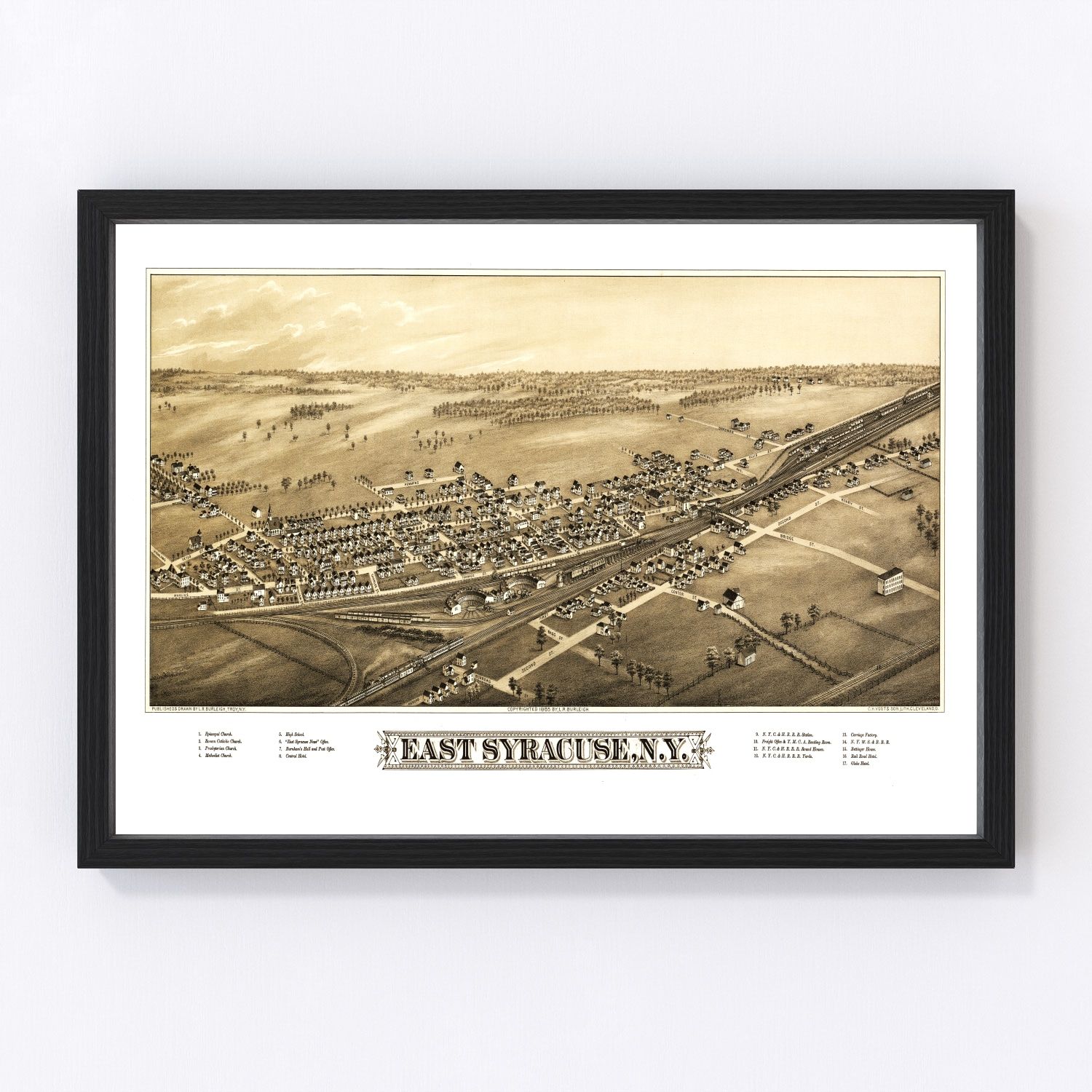 Vintage map of East Syracuse, New York, 1885