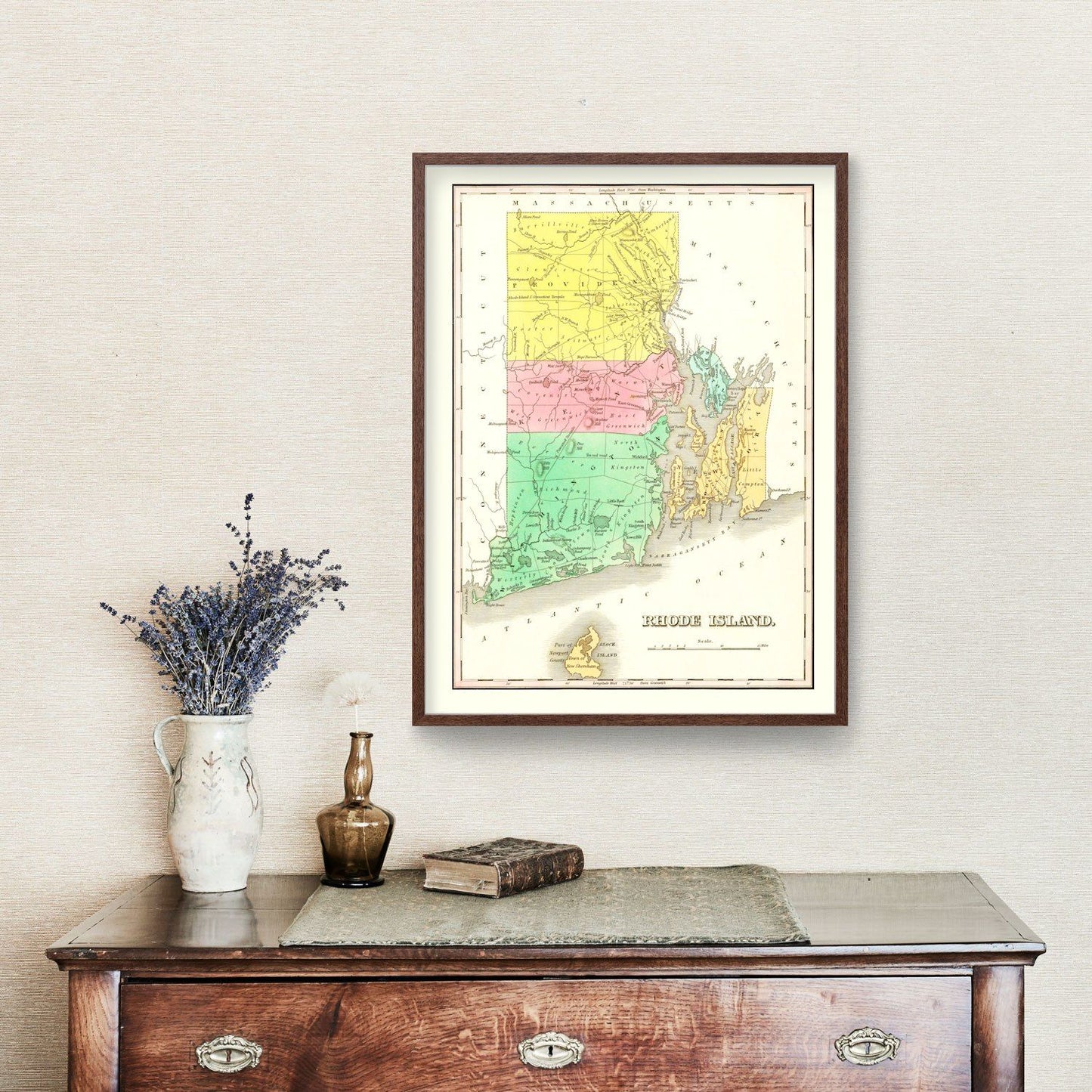 Vintage Map of Rhode Island, 1831