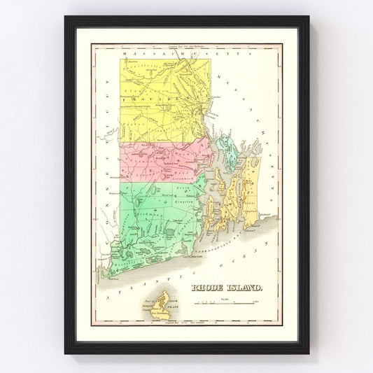 Vintage map of Rhode Island, 1831
