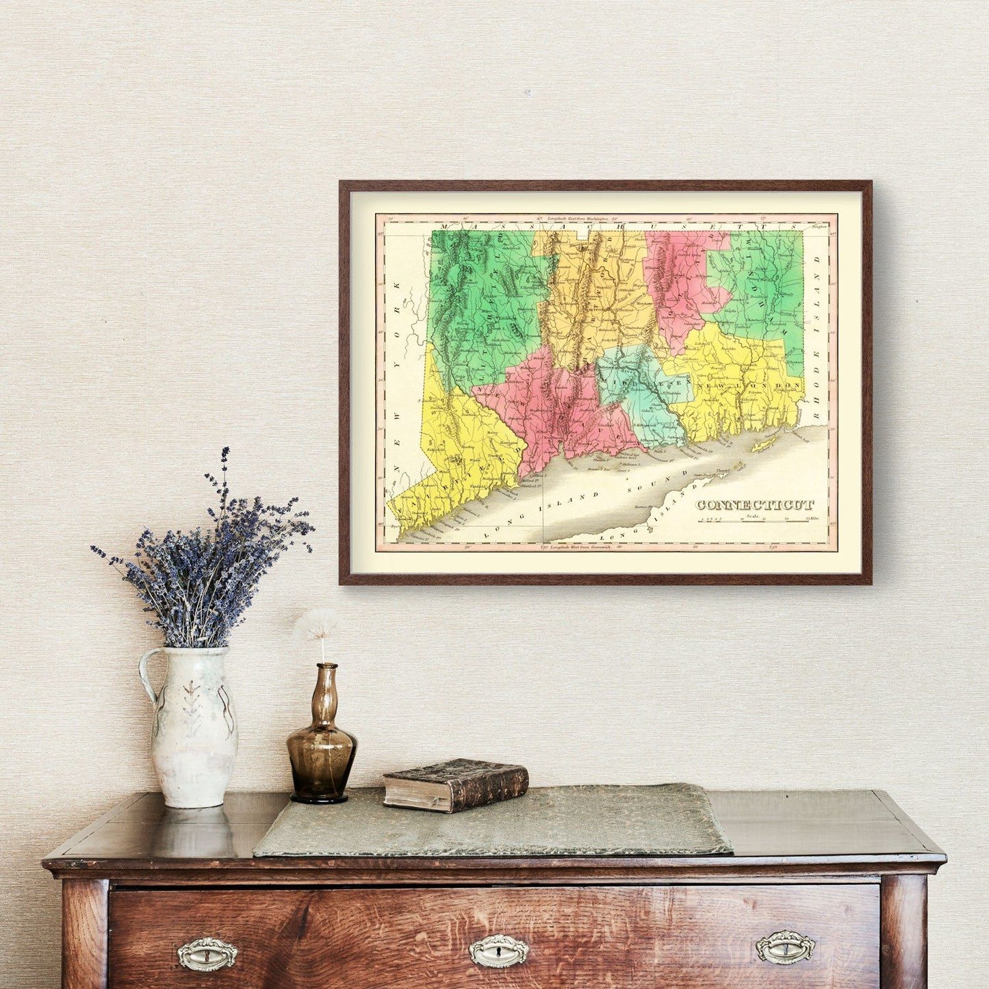 Vintage Map of Connecticut, 1831