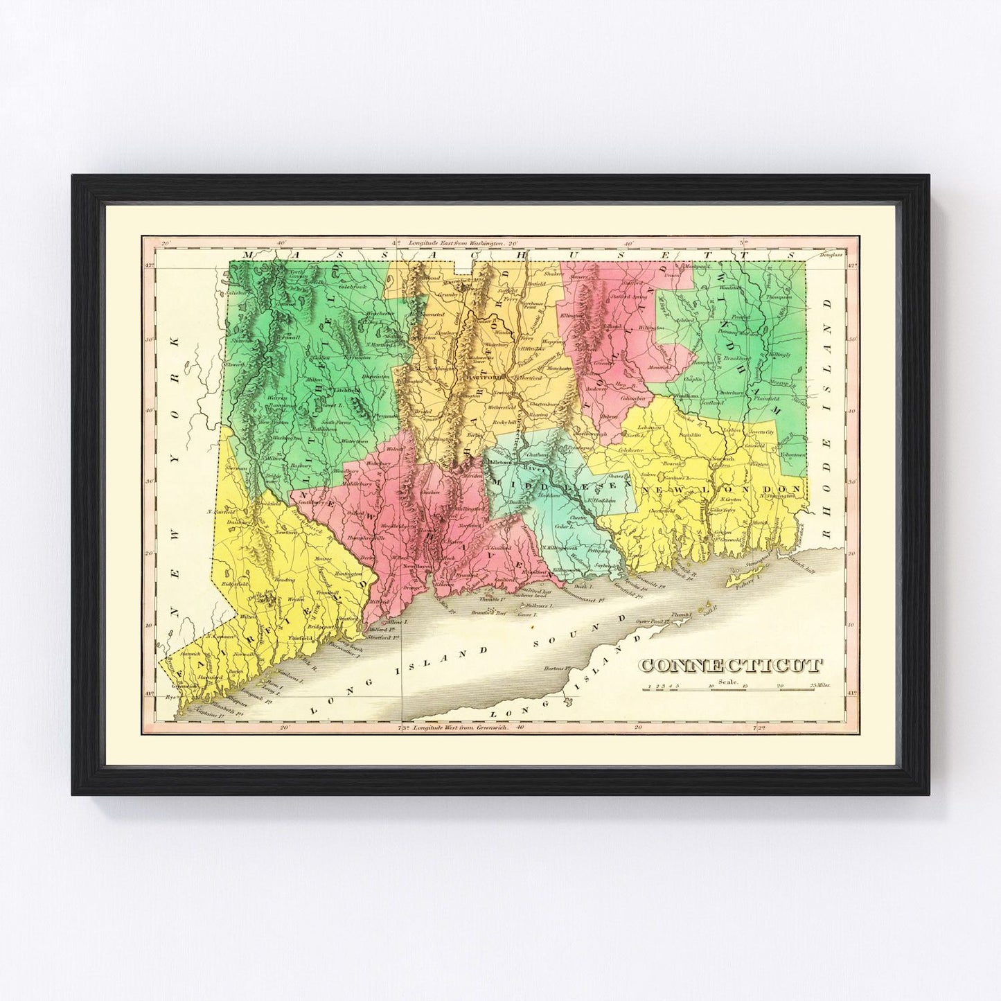 vintage map of Connecticut, 1831