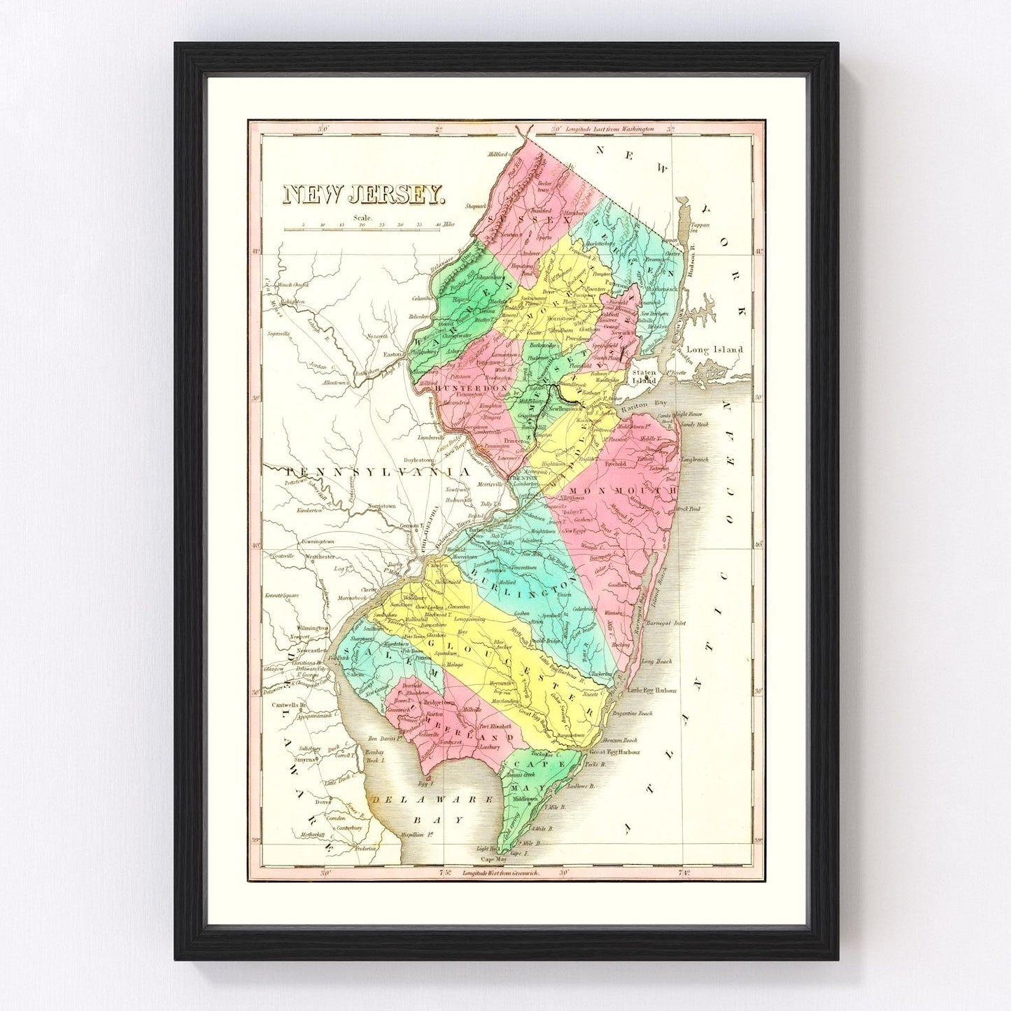 Vintage map of New Jersey, 1831
