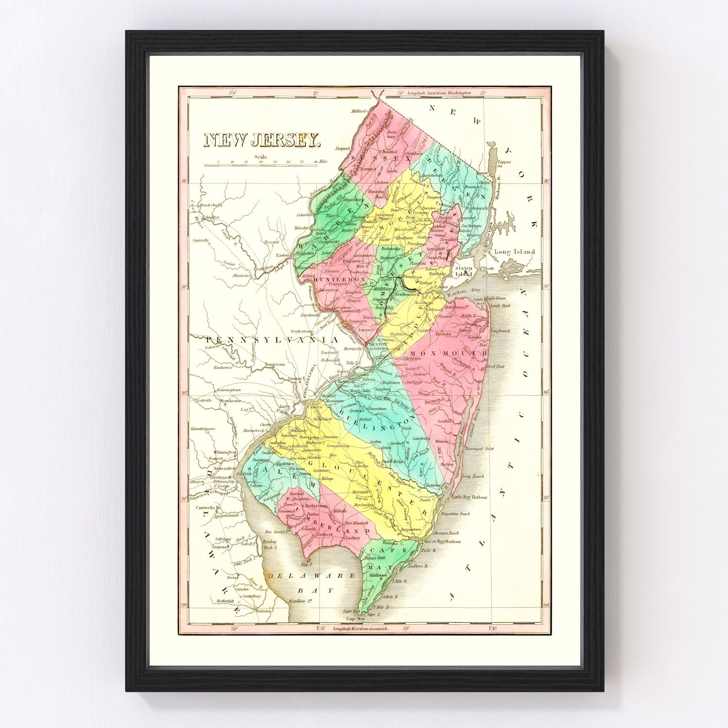 Vintage map of New Jersey, 1831
