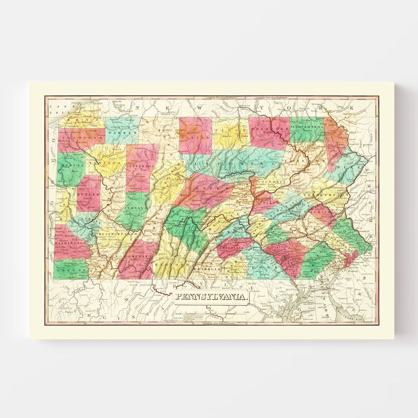 Vintage Map of Pennsylvania, 1831