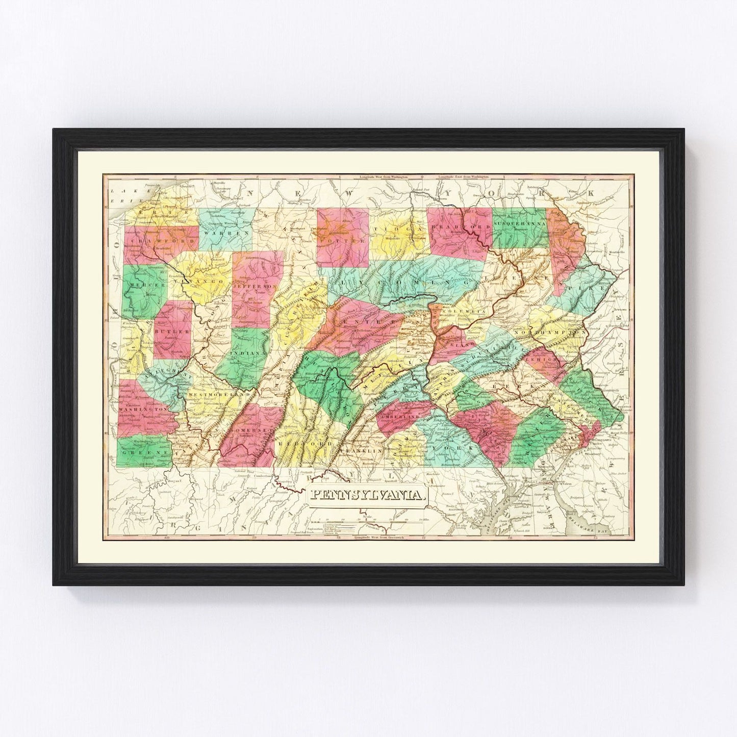 vintage map of Pennsylvania, 1831