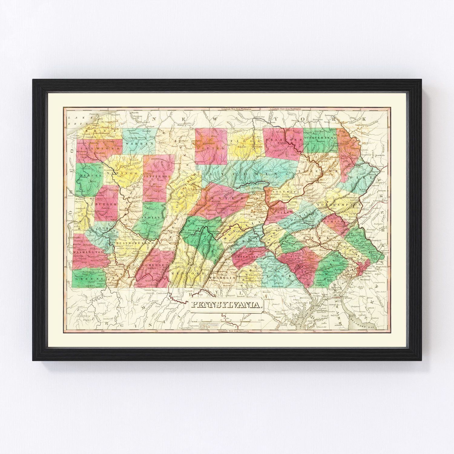 vintage map of Pennsylvania, 1831
