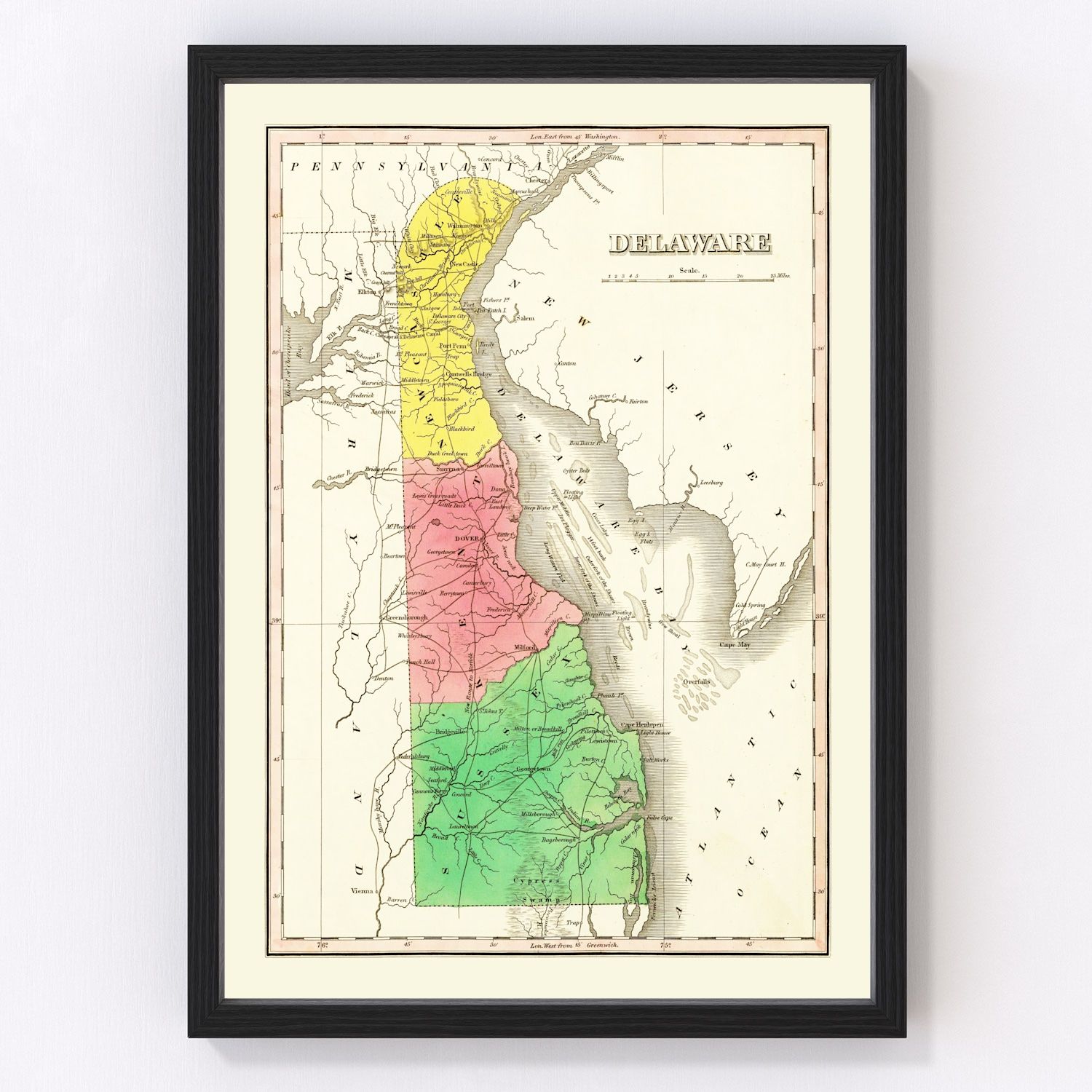 vintage map of Delaware, 1831