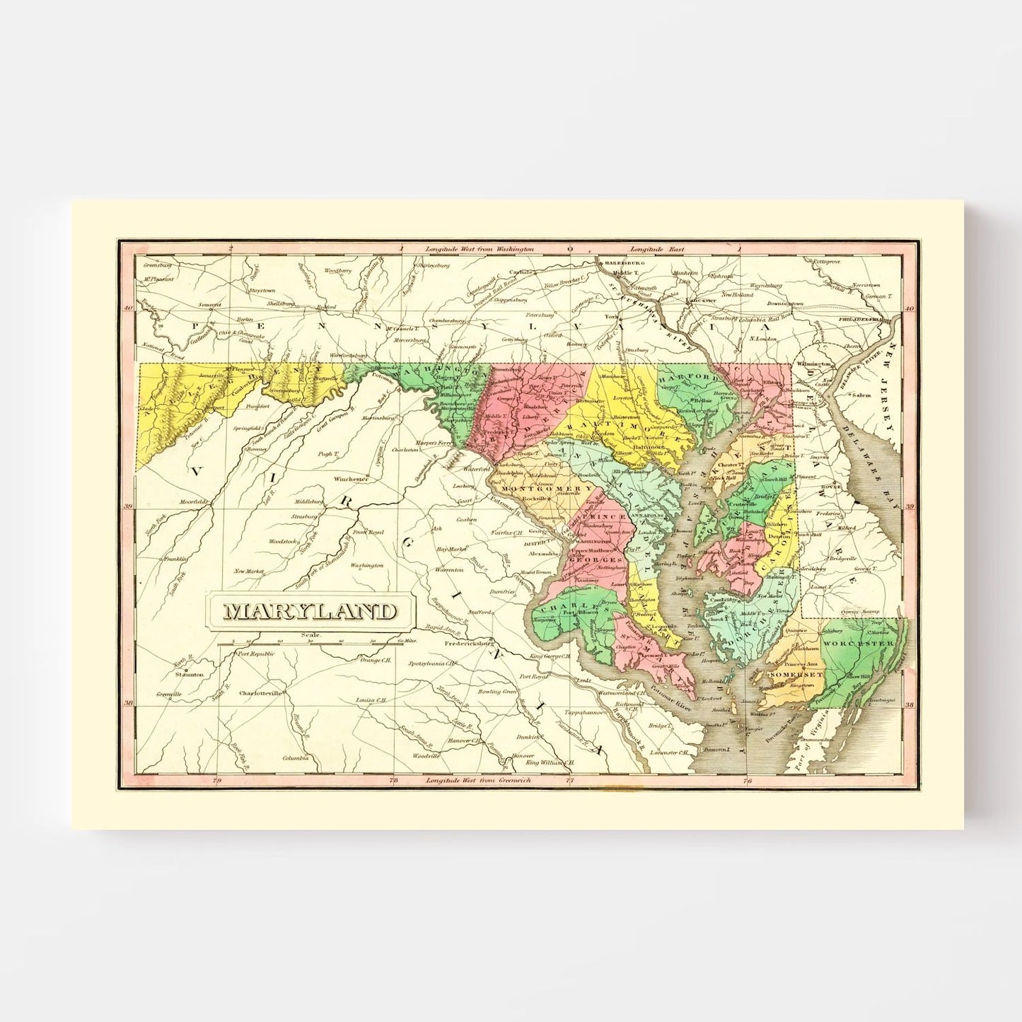 Vintage Map of Maryland, 1831