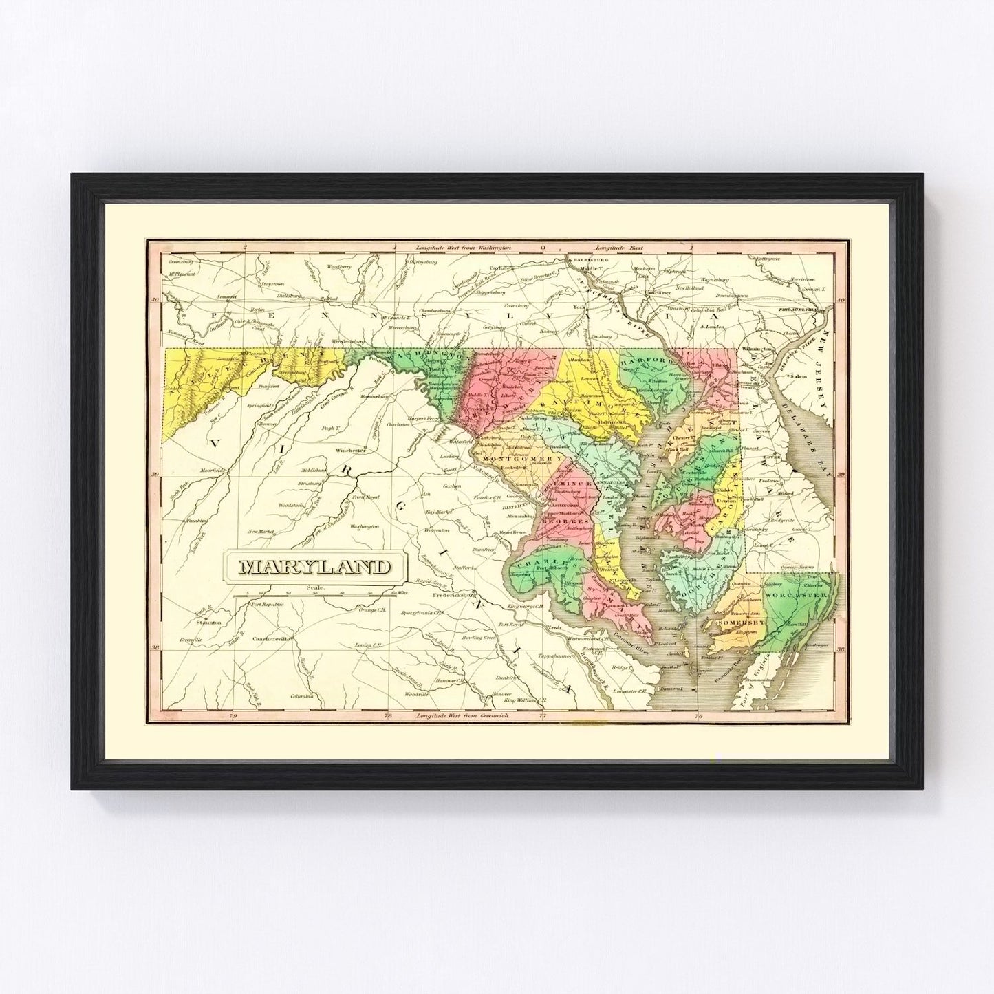Vintage map of Maryland, 1831