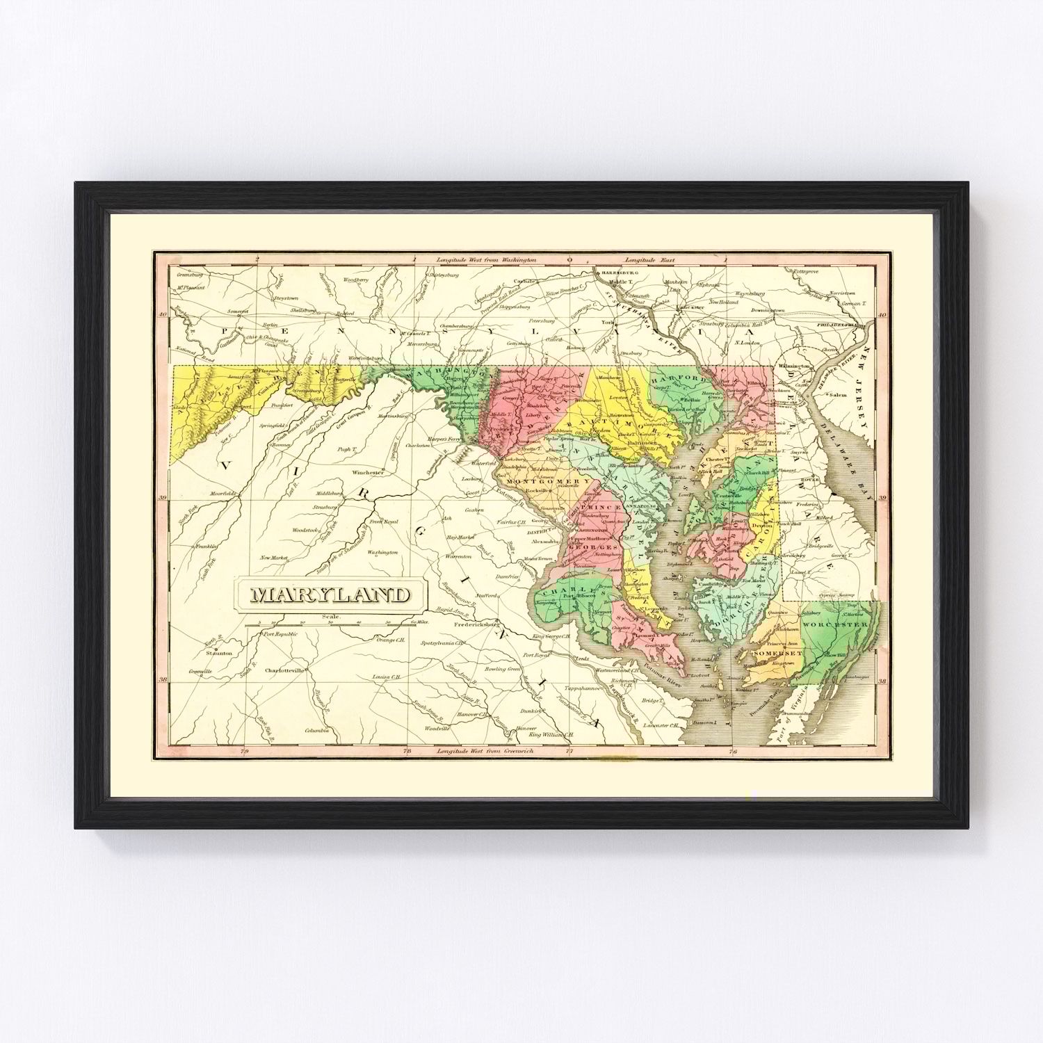 Vintage map of Maryland, 1831