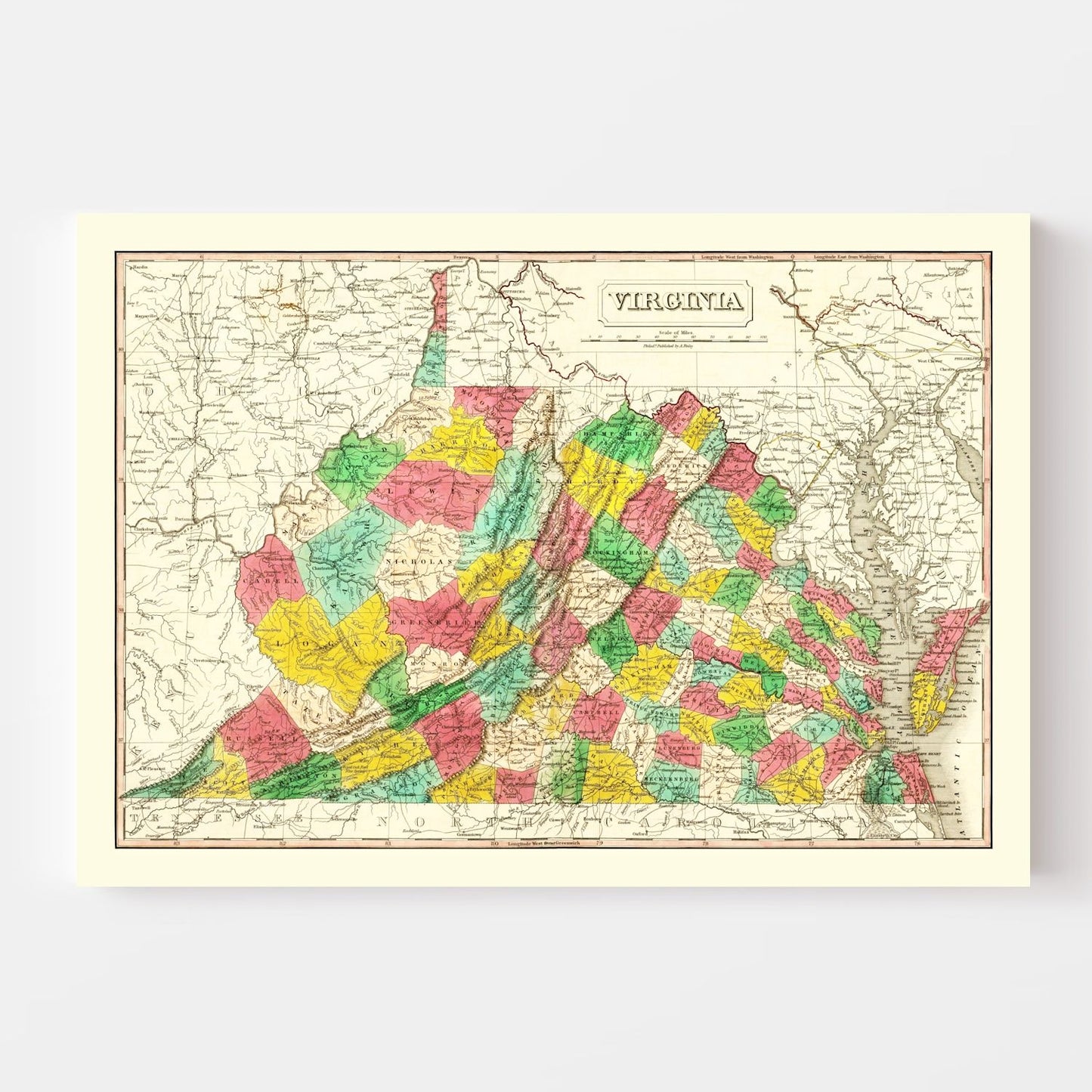 Vintage Map of Virginia, 1831
