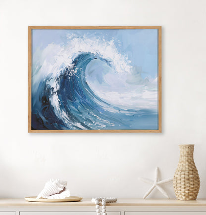 Abstract Painterly Coastal Ocean Wave Framed Print