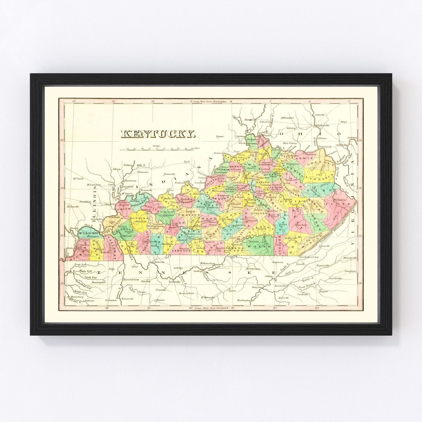 vintage map of Tennessee, 1831
