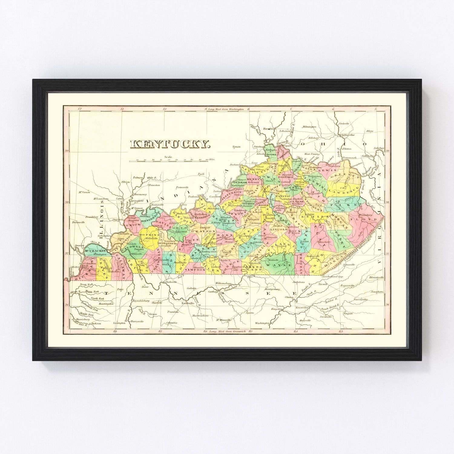 vintage map of Tennessee, 1831