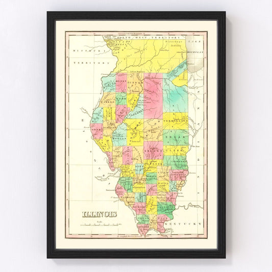 Vintage map of Illinois, 1831