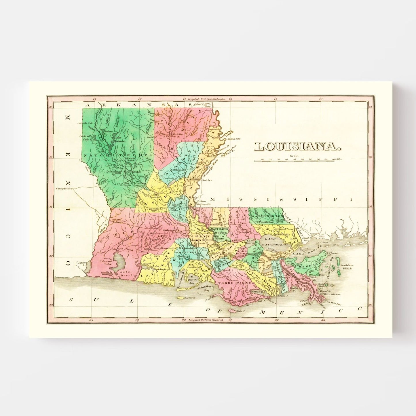 Vintage Map of Louisiana, 1831