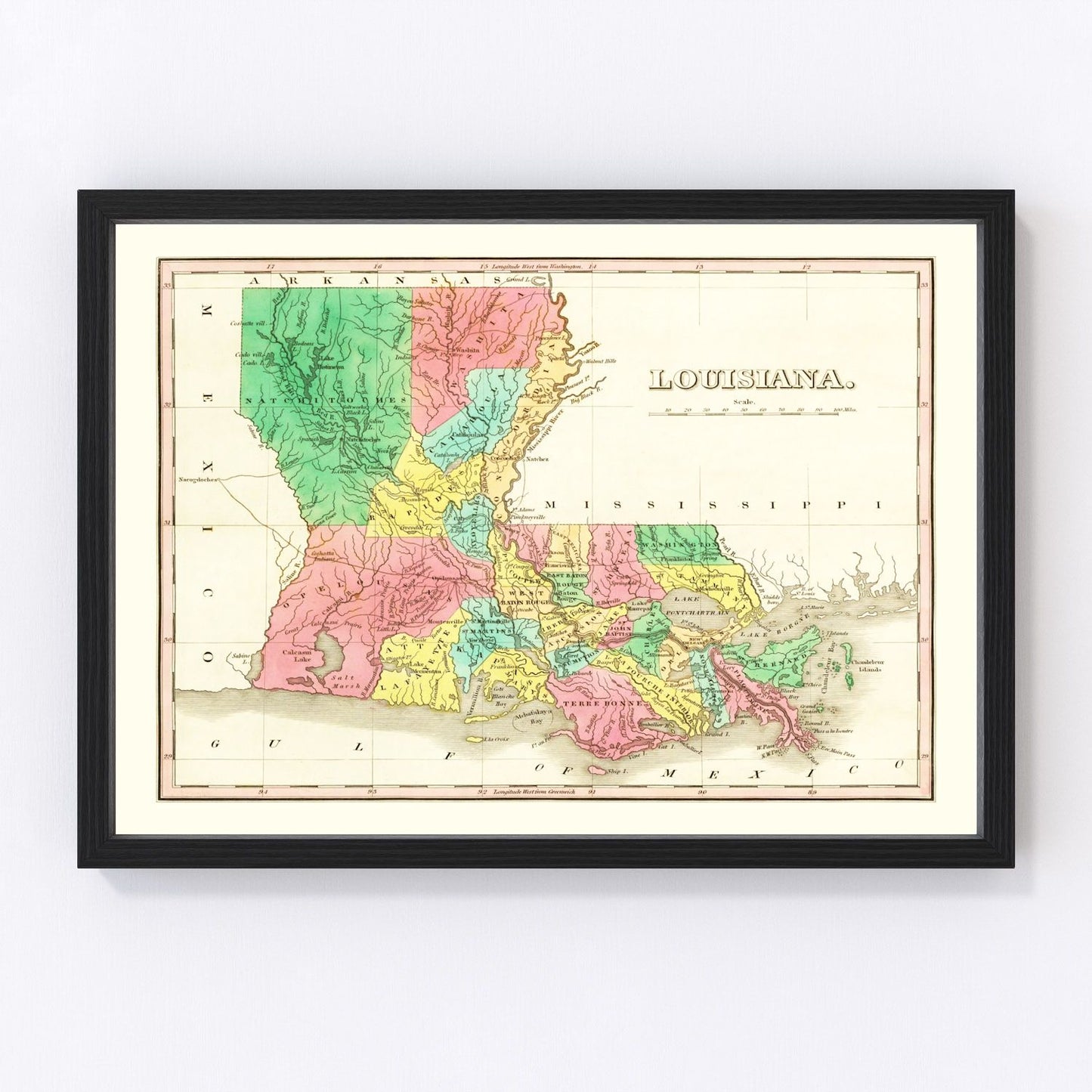 Vintage map of Louisiana, 1831