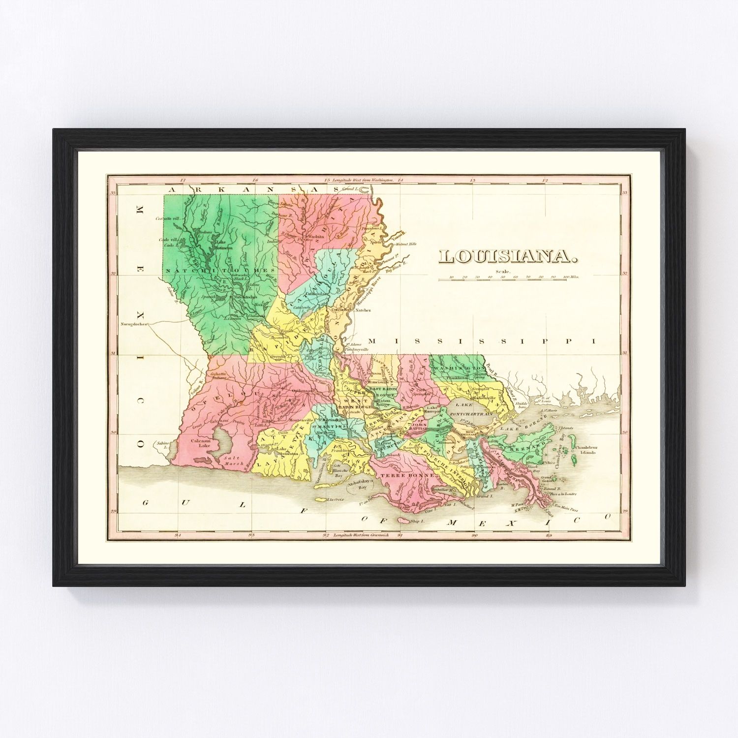 Vintage map of Louisiana, 1831