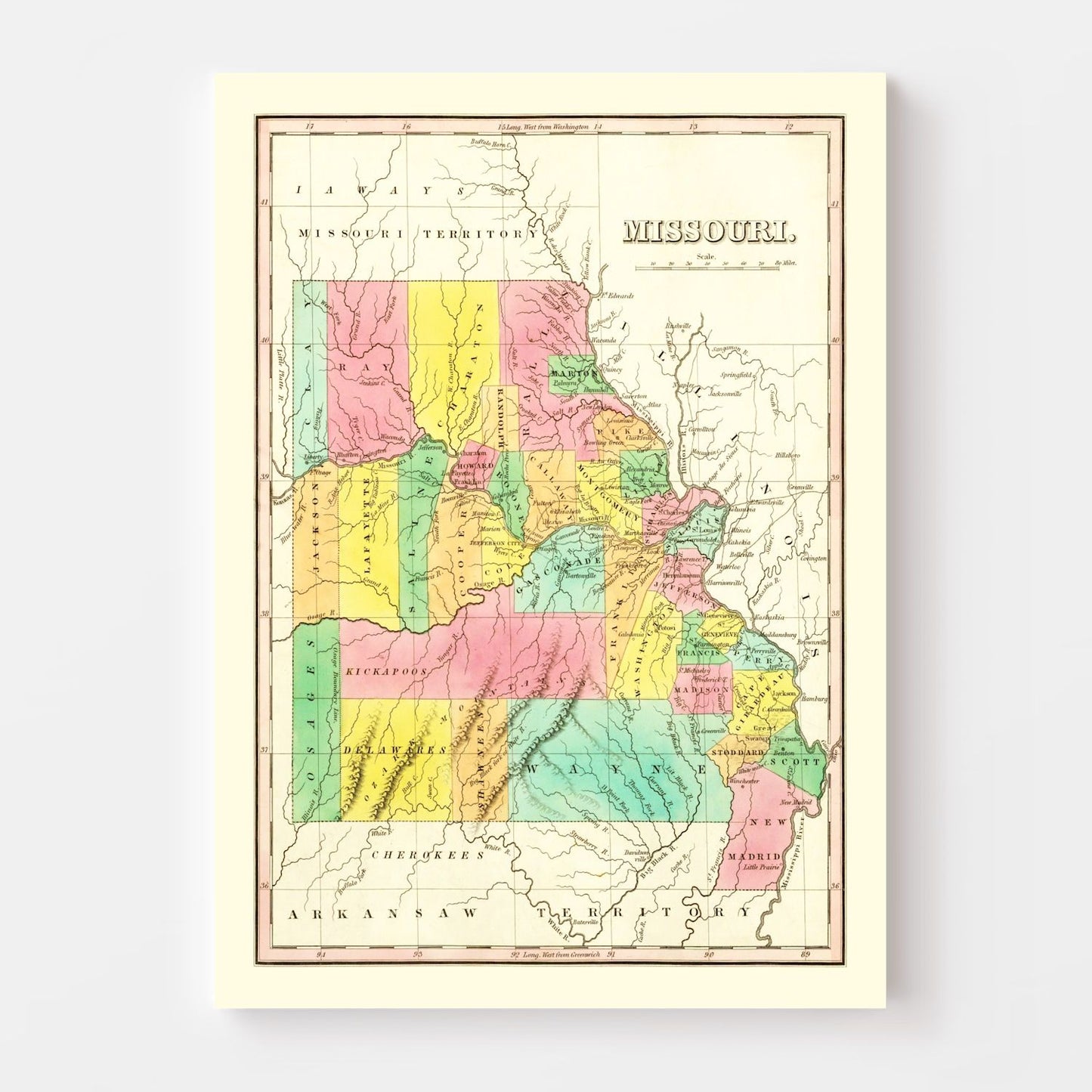 Vintage Map of Missouri, 1831