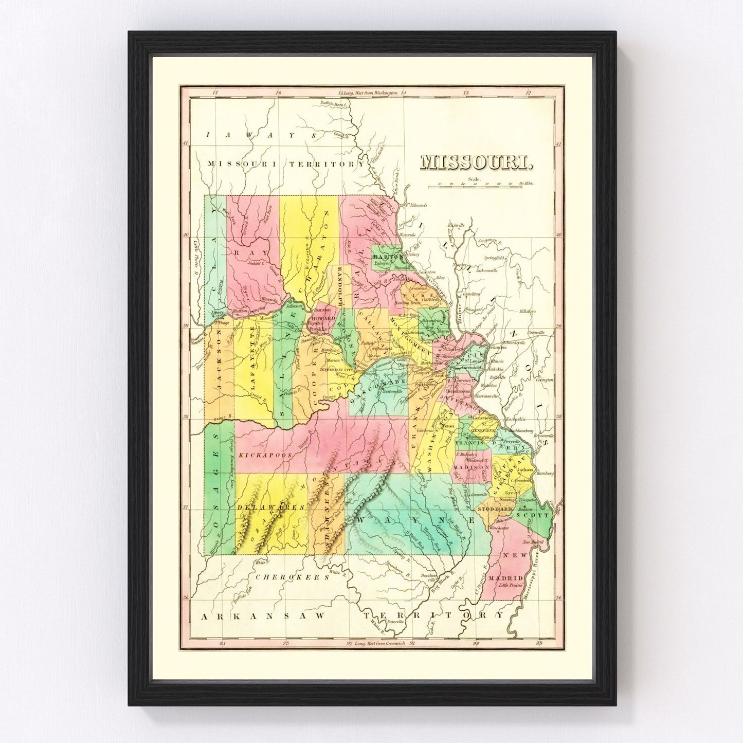 Vintage map of Missouri, 1831