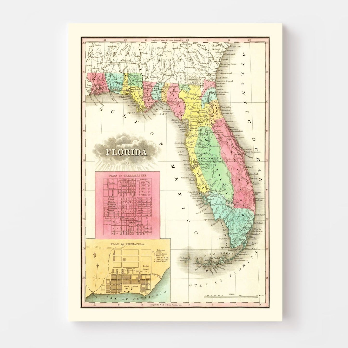 Vintage Map of Florida, 1831