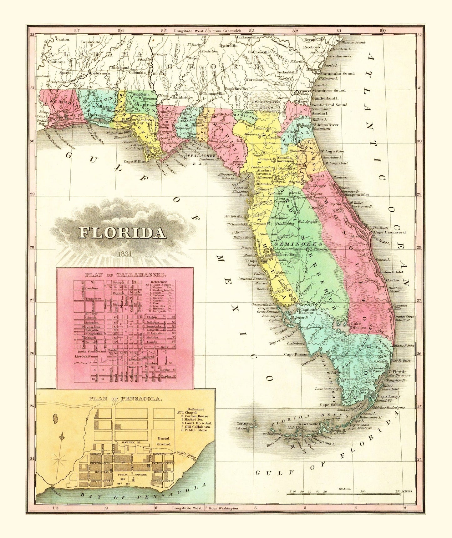 Vintage Map of Florida, 1831