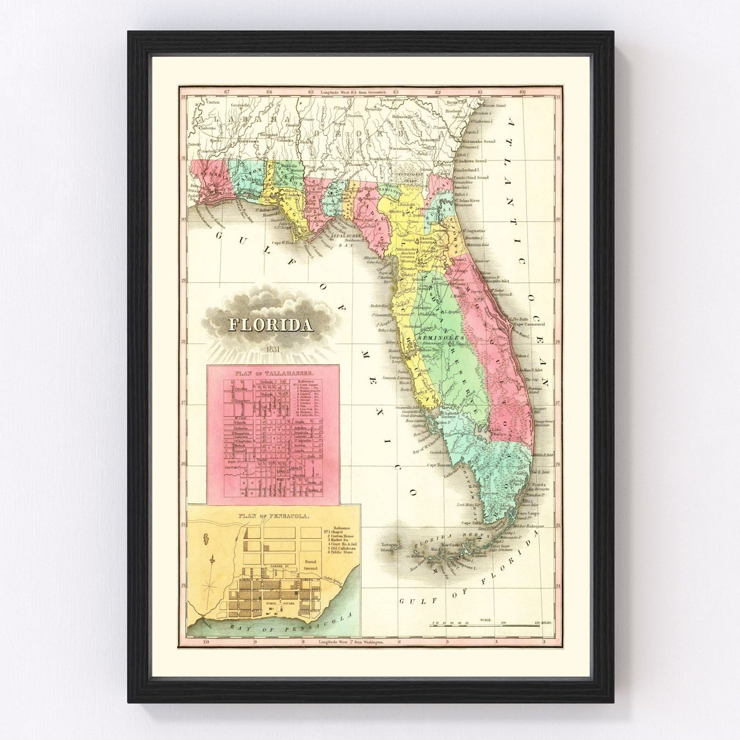 vintage map of Florida, 1831