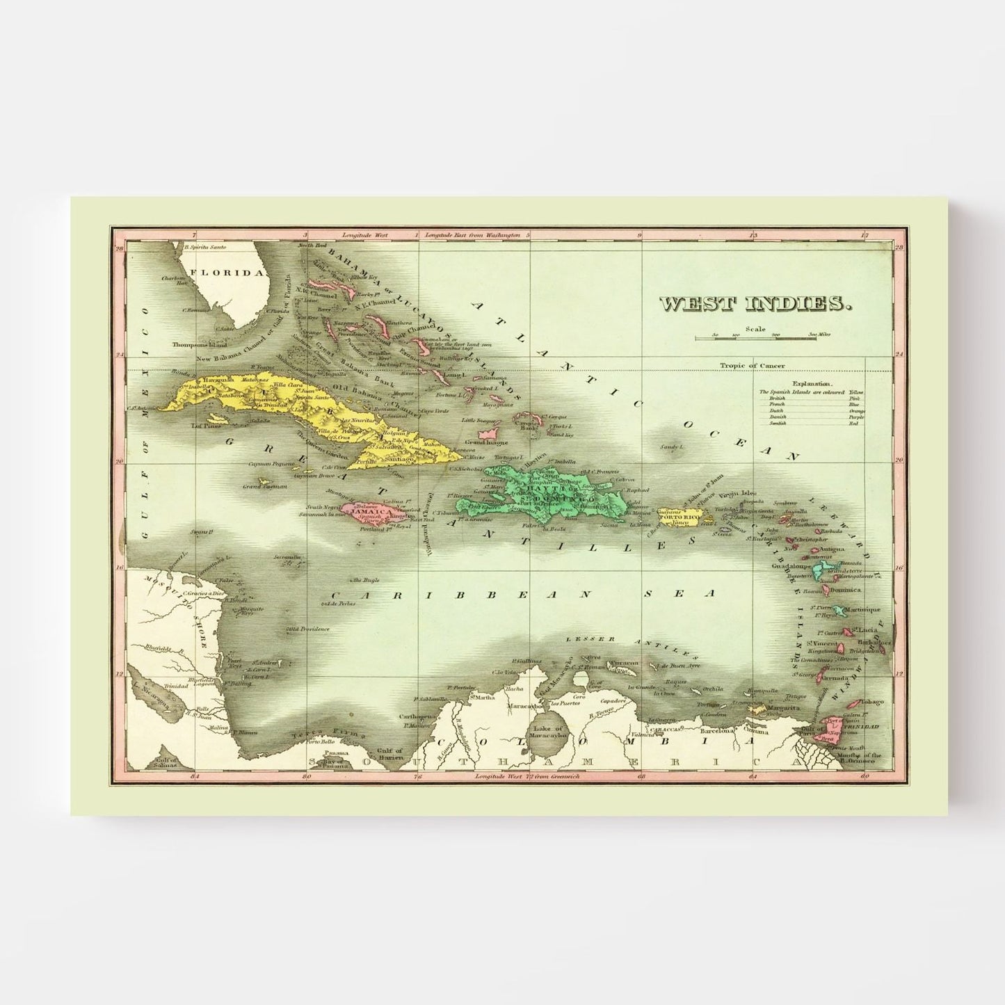 Vintage Map of the West Indies, 1831