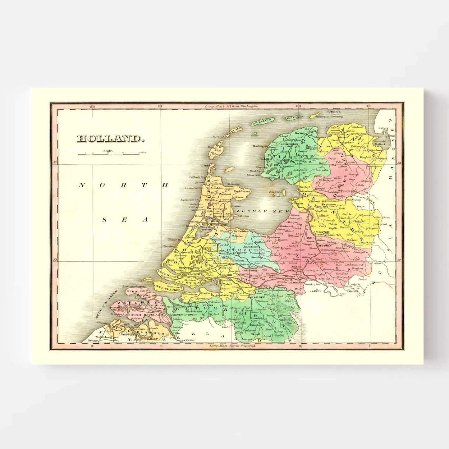Vintage Map of Holland, 1831