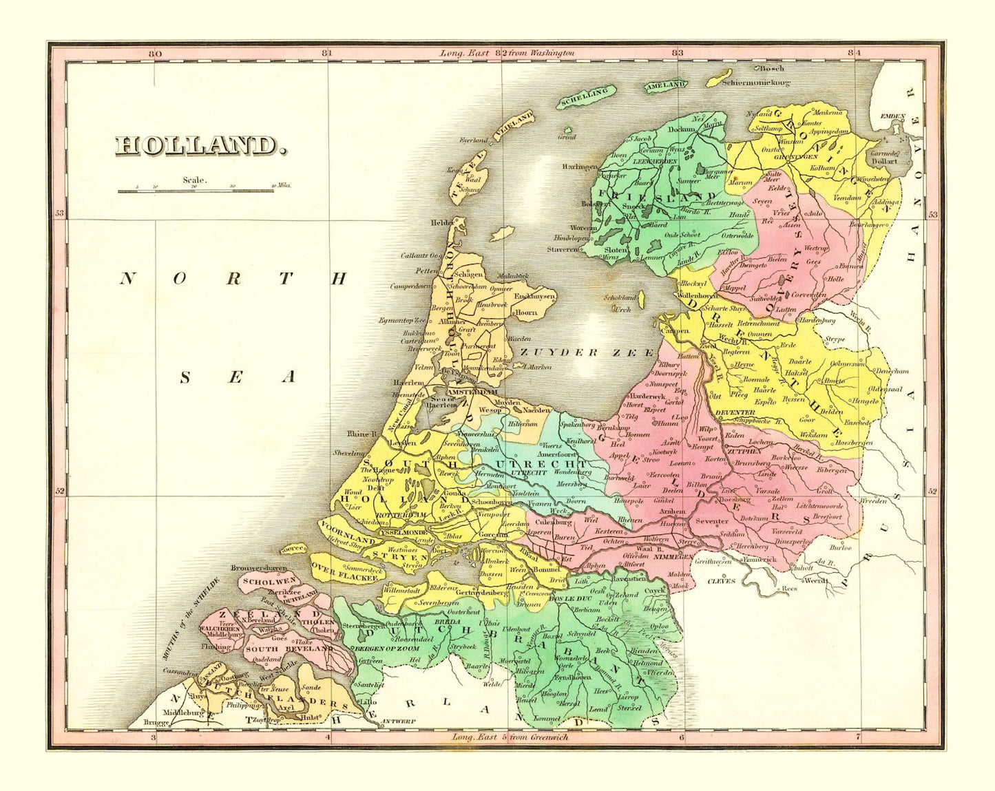 Vintage Map of Holland, 1831