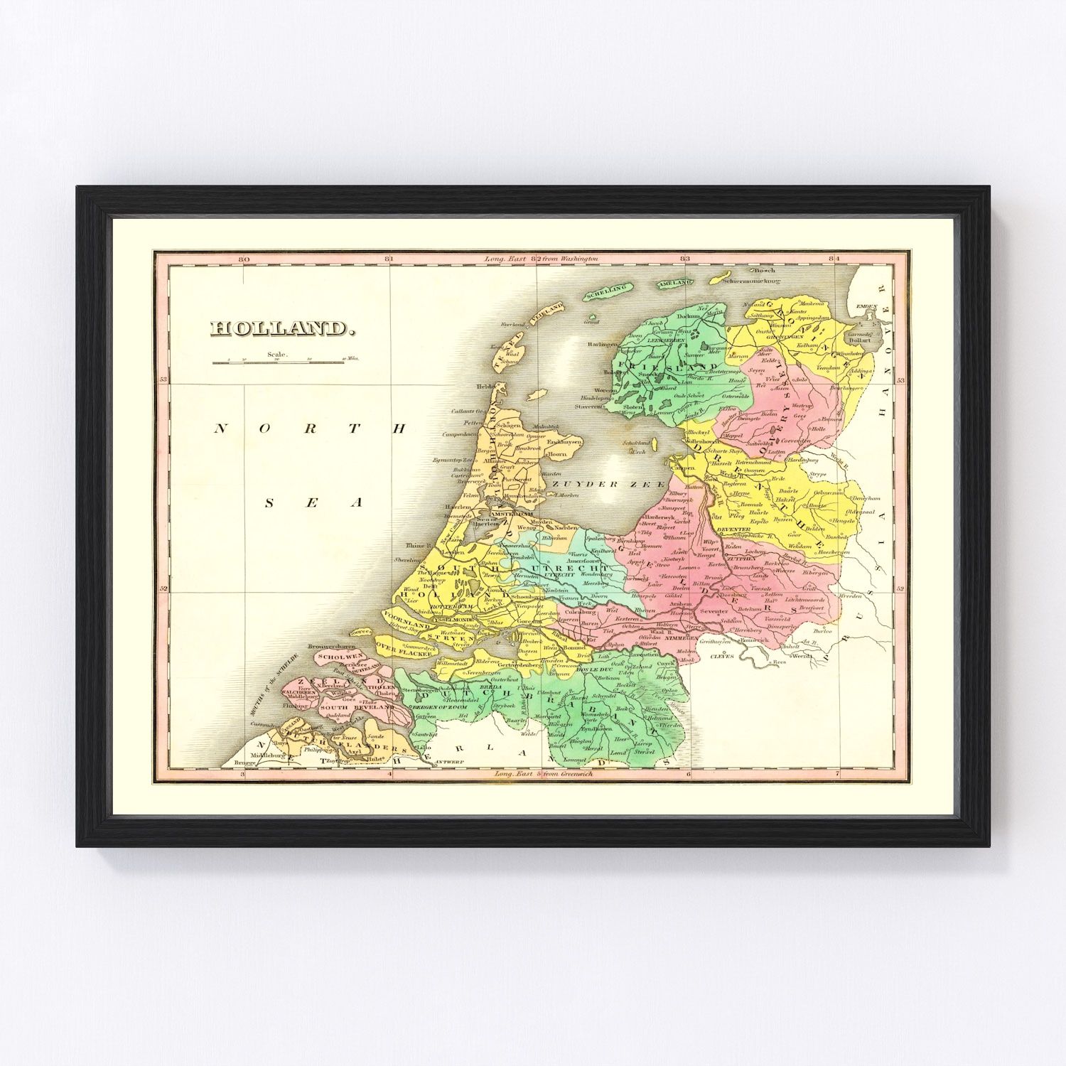 Vintage map of Holland, 1831