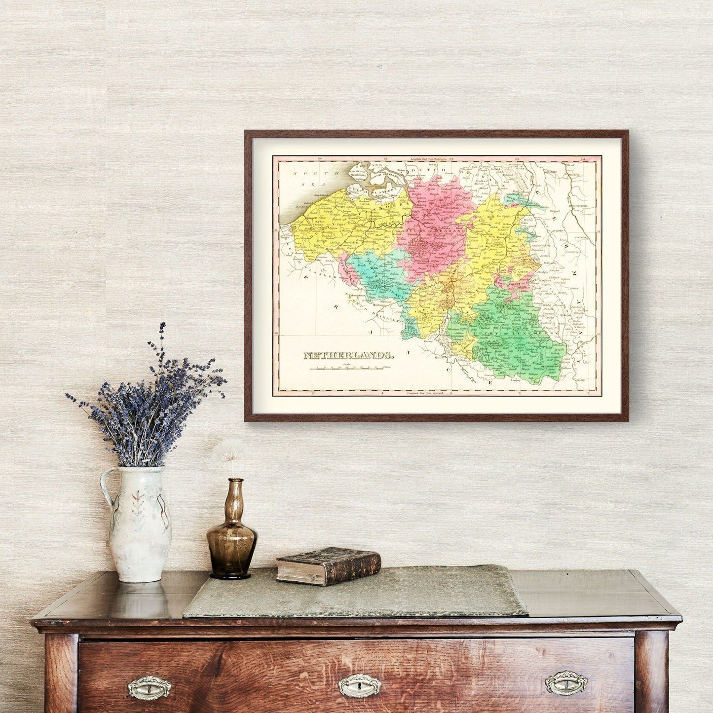 Vintage Map of Netherlands, 1831