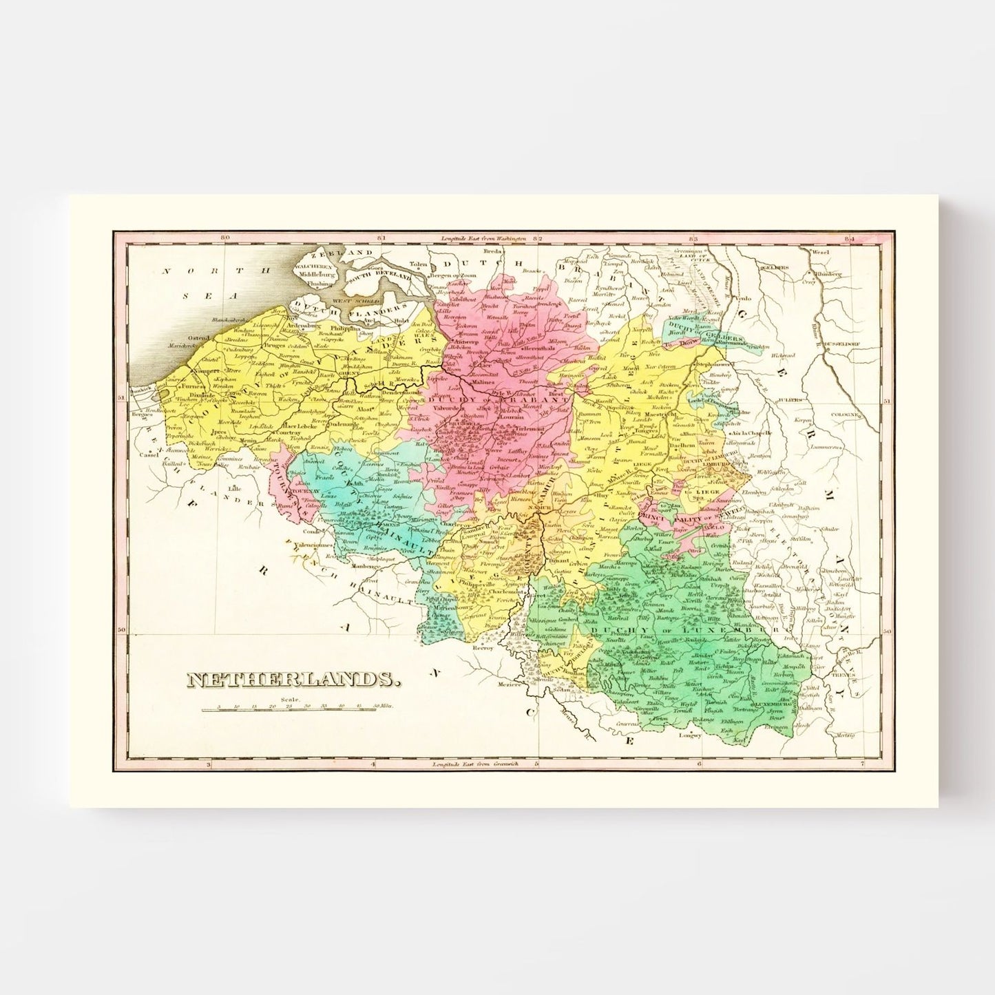 Vintage Map of Netherlands, 1831