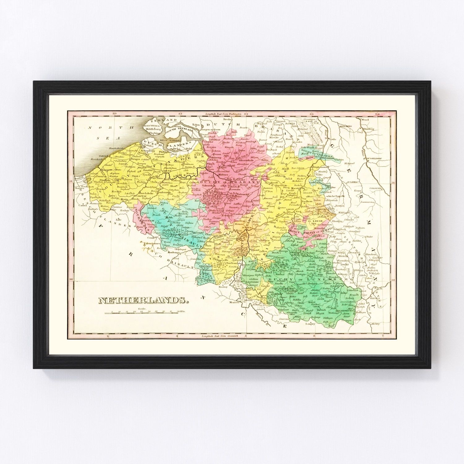 Vintage map of the Netherlands, 1831