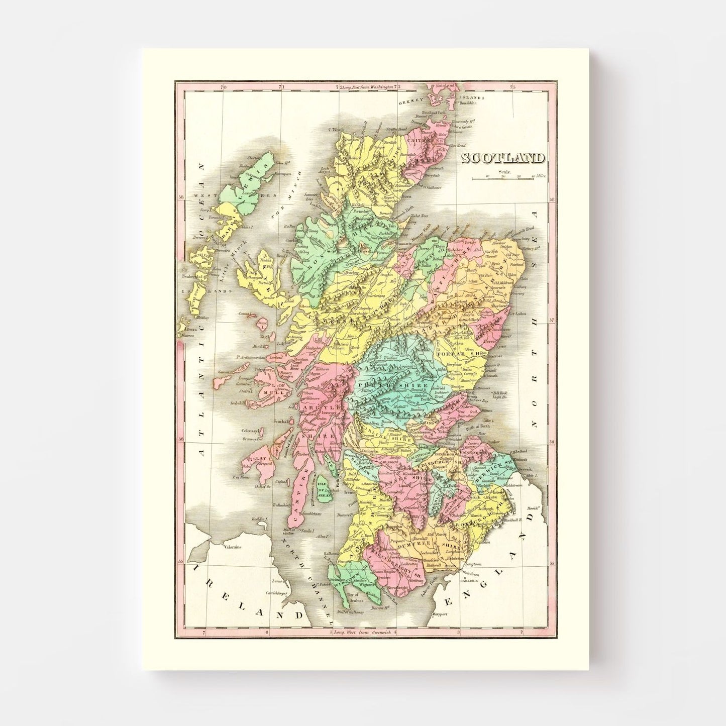 Vintage Map of Scotland, 1831