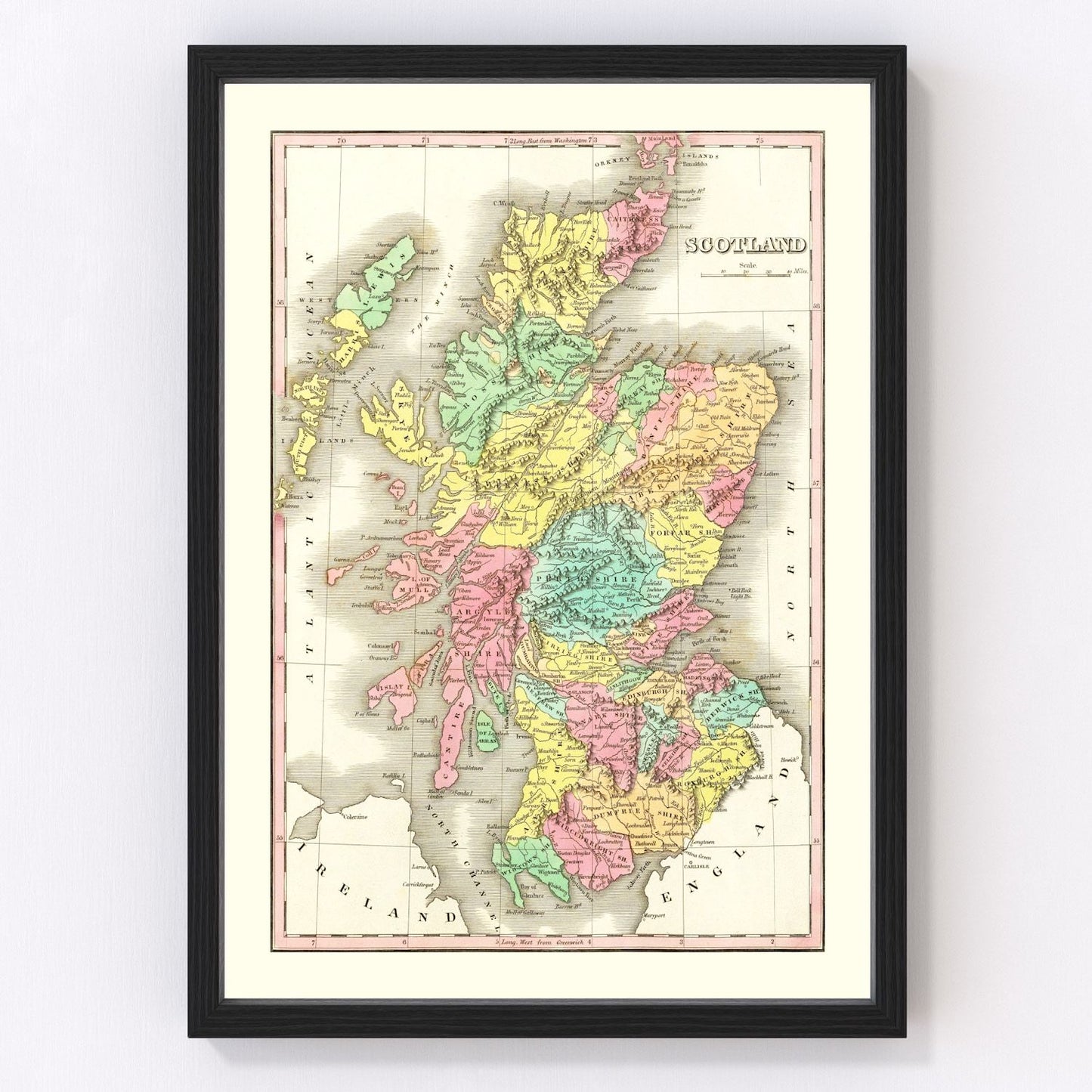 vintage map of Scotland, 1831