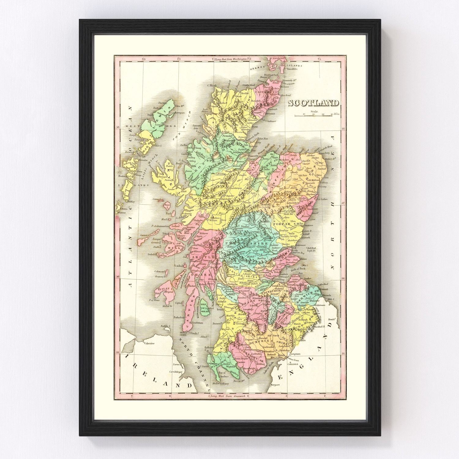 vintage map of Scotland, 1831