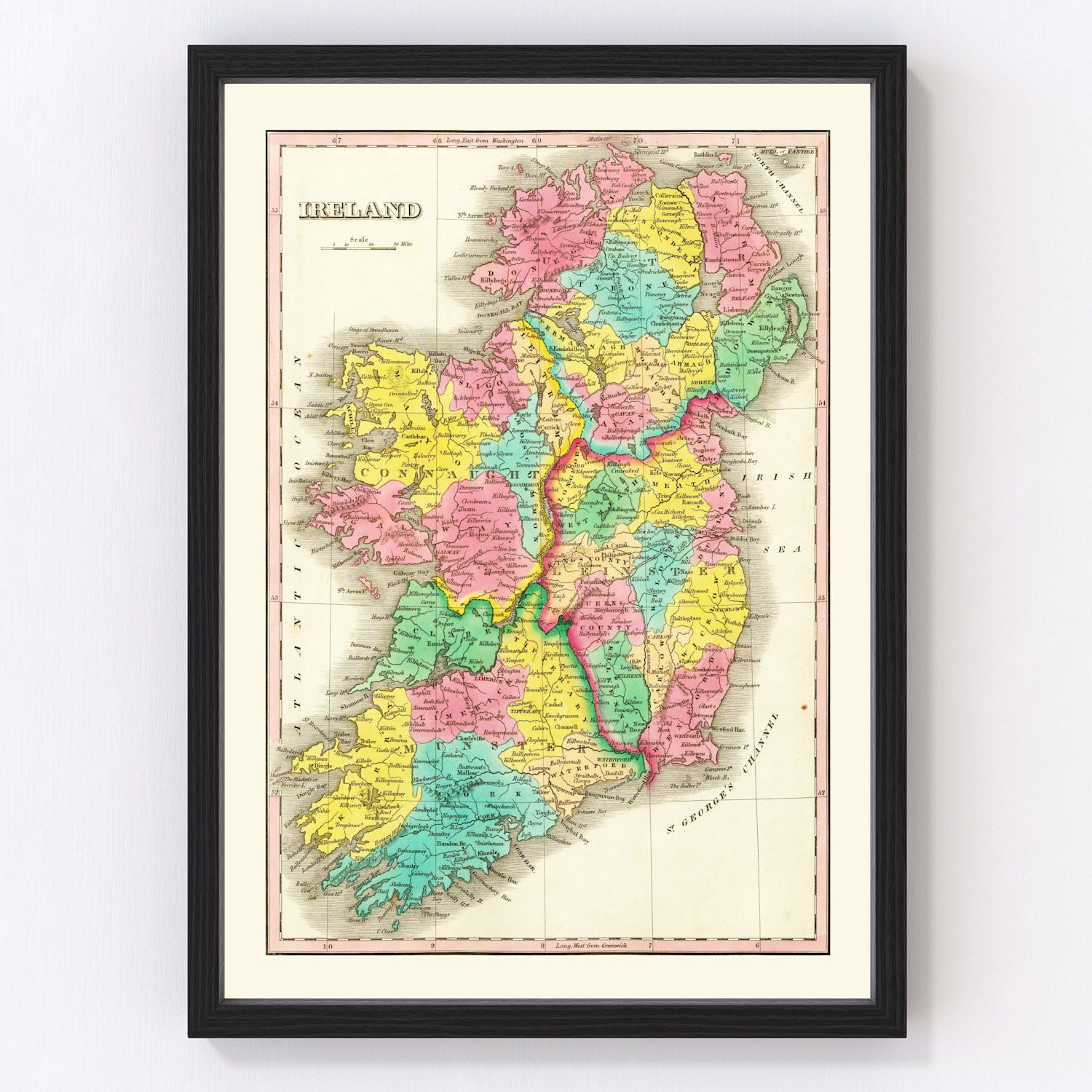 Vintage map of Ireland, 1831