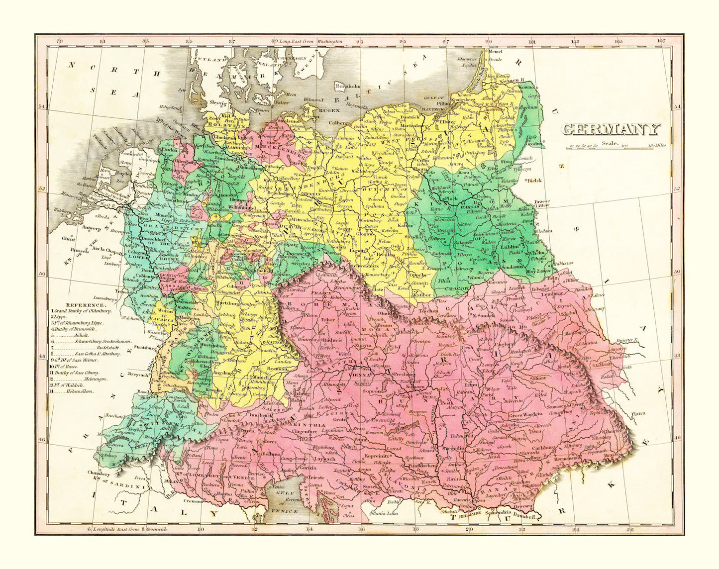 Vintage Map of Germany, 1831