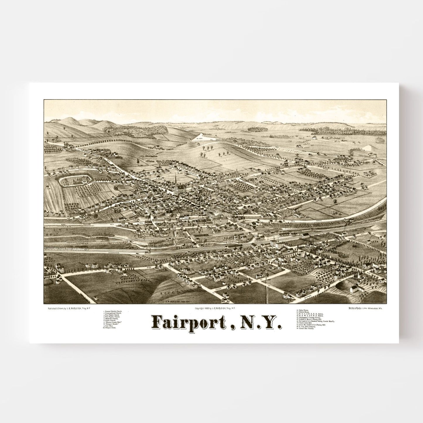 Vintage Map of Fairport, New York, 1885