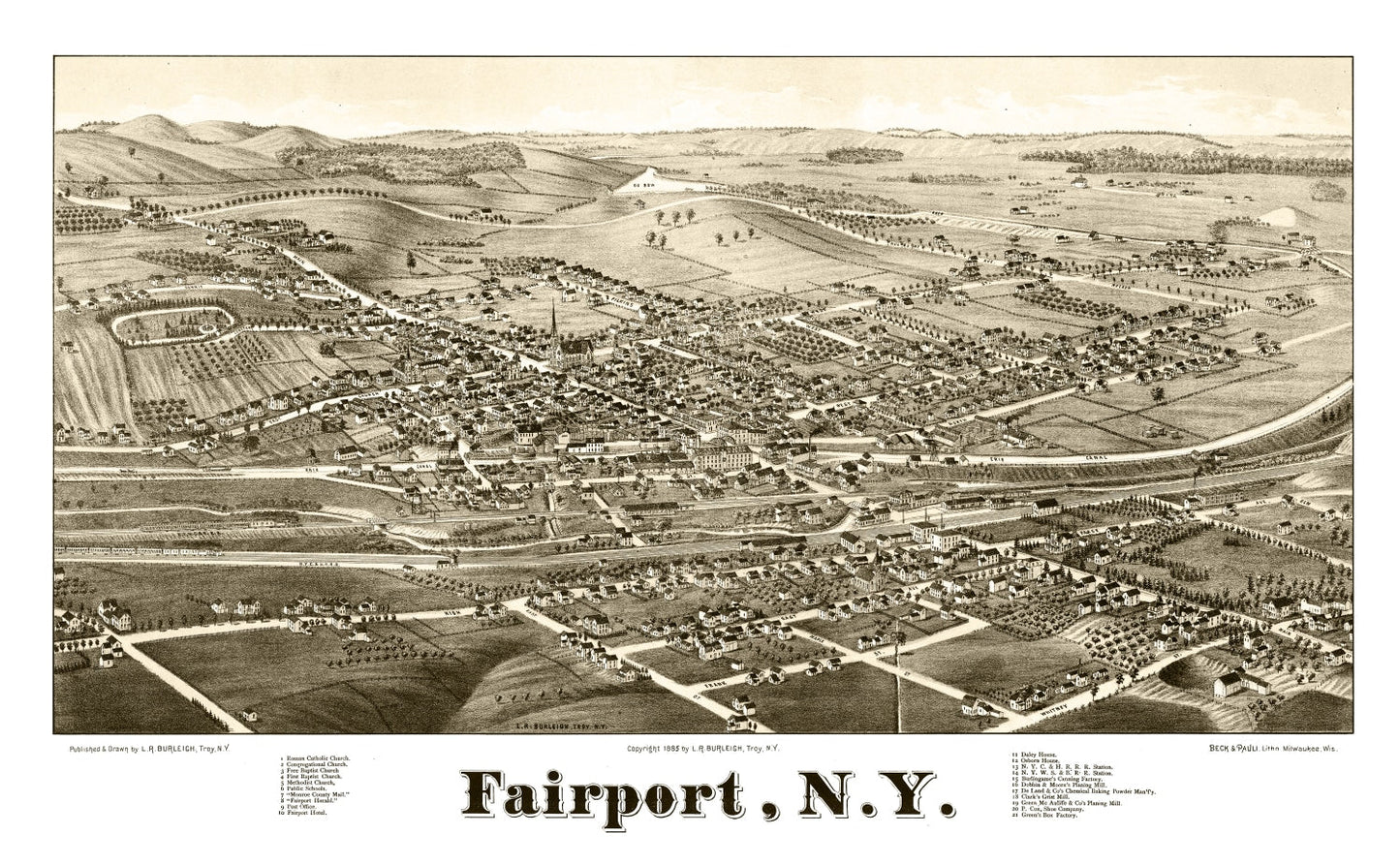 Vintage Map of Fairport, New York, 1885