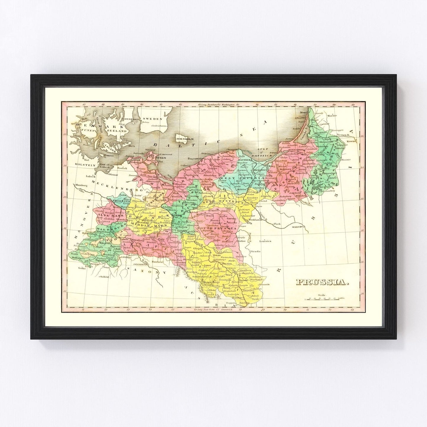 Vintage map of Prussia, 1831