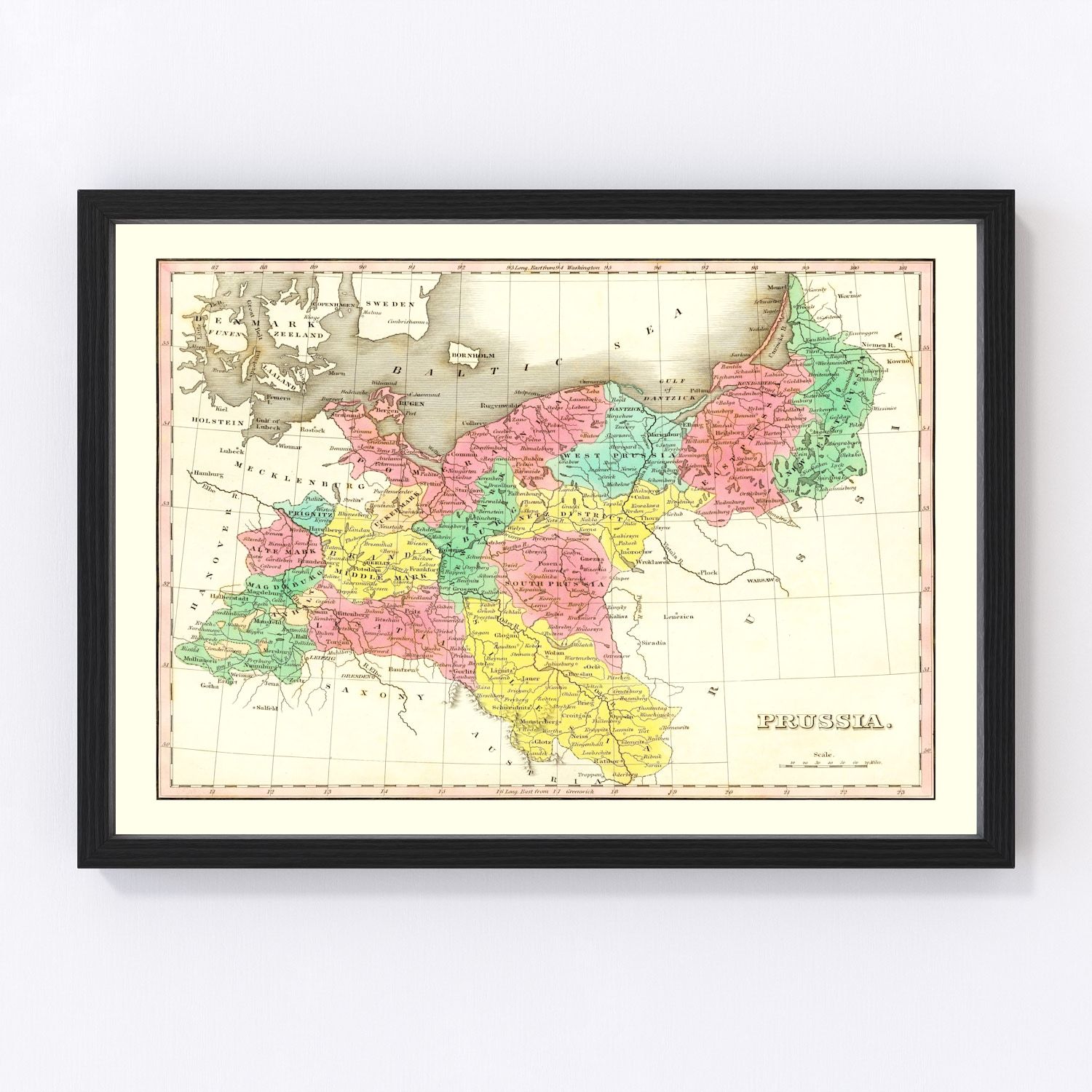 Vintage map of Prussia, 1831