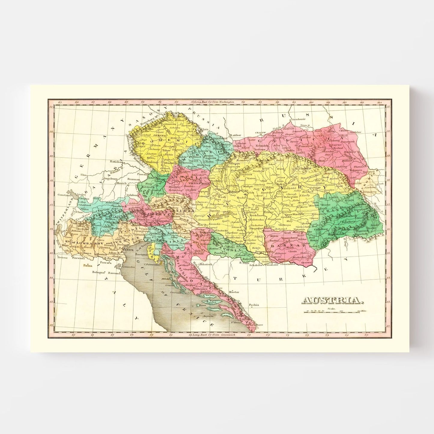 Vintage Map of Austria, 1831