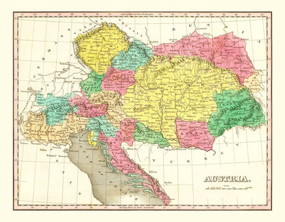 Vintage Map of Austria, 1831
